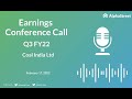 Coal India Ltd Q3 FY22 Earnings Concall