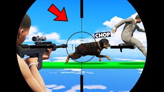 GTA 5 CHOP GOT SNIPED IN SNIPER VS RUNNERS