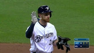 LAD@MIL: Lucroy doubles down the line to score two