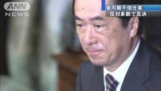 菅内閣不信任案　反対多数で否決　小沢氏は棄権（11/06/02）