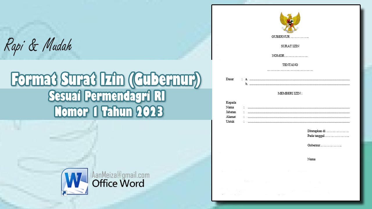 Format Surat Izin Gubernur Sesuai Permendagri RI Nomor 1 Tahun 2023 ...