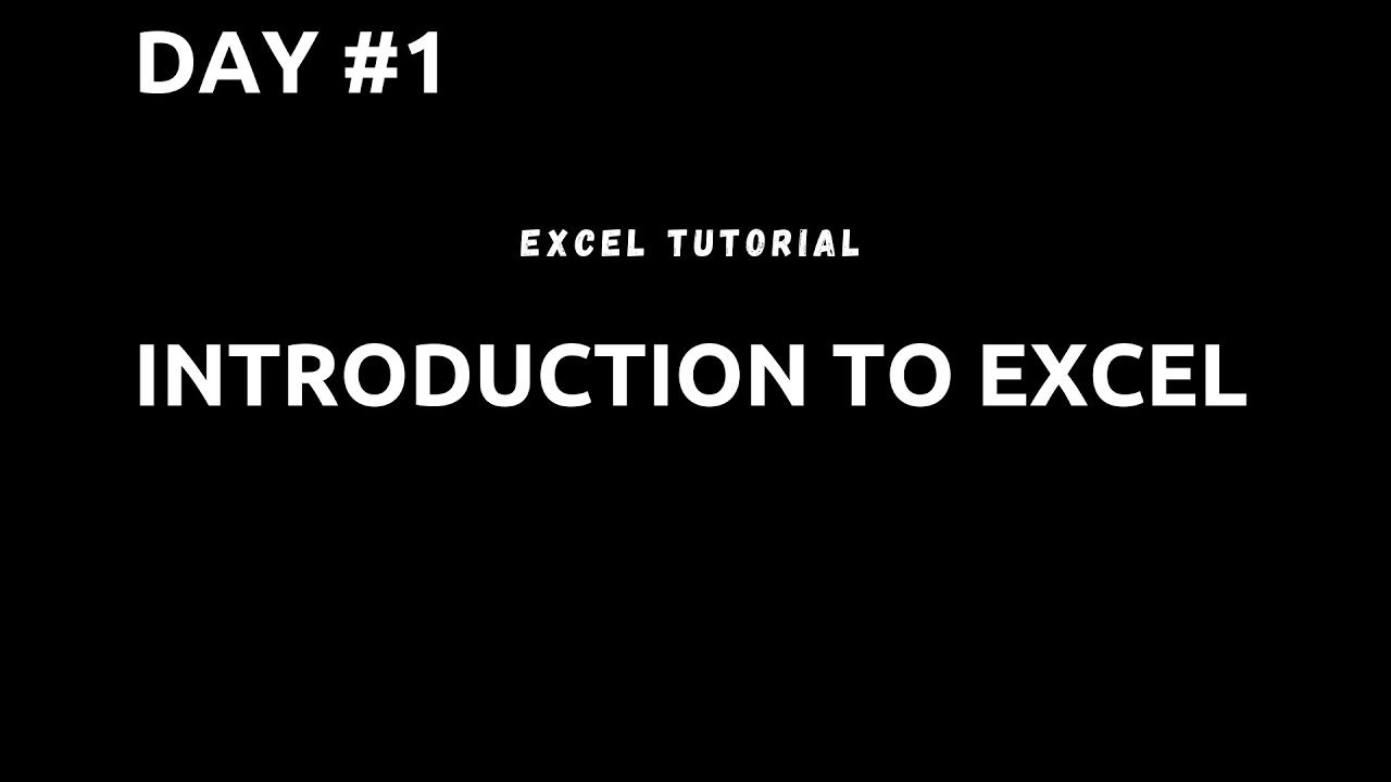 Intro To Excel - YouTube