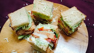 Bombay style Vegetable Sandwich | Veg Club Sandwich | Healthy Sandwich | No Cook Sandwich recipe |