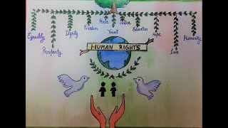 How to make Human Rights Poster Drawing ll drawing of Human rights day