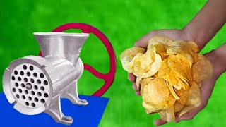 EXPERIMENT: lays chips VS MEAT GRINDER {ASMR}