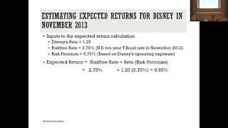 Session 8: Expected returns and Costs of Equity