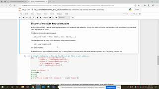 Lists Dictionaries- Using Jupyter Notebook