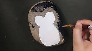 Easy Stone Painting🖤| Penguin painted rock