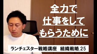 ランチェスター戦略3分間講座　＜組織戦略．25＞全体像と結果が分からないと向上心は発揮できない