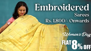 Embroidered Semi Raw Silk Sarees | Prashanti | 1 March 2023