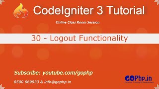 30 - Logout functionality | CodeIgniter 3 Tutorial