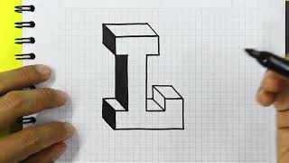 ✅ 3D Drawing - How to Draw letter L - Dibujos 3D - Como Dibujar letras en 3D - Easy Art