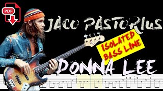 Jaco Pastorius  - Donna Lee (🔴Isolated Bass Tabs | Notation) @ChamisBass #jacopastoriusbass