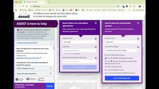How to look up community college transfer GE using ASSIST.ORG