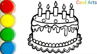 How to draw a birthday cake  Как нарисовать торт на день рождения