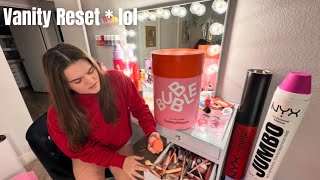 Much Needed Vanity Reset😭 + DIY Jumbo Pink Bubble Moisturizer ✨