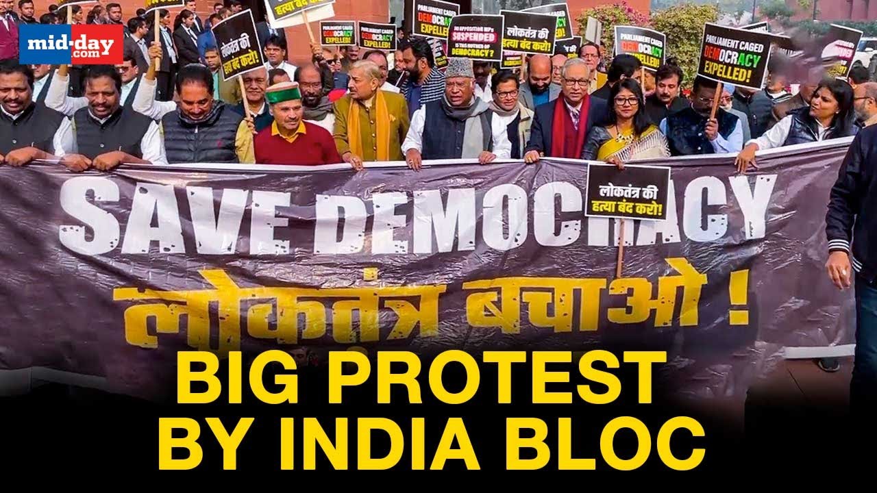 MPs Suspension: INDIA Bloc Leaders Hold Protest March From Parliament ...