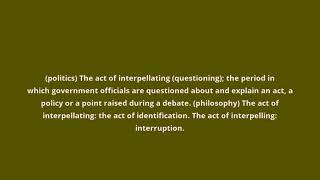 what is the meaning of interpellation