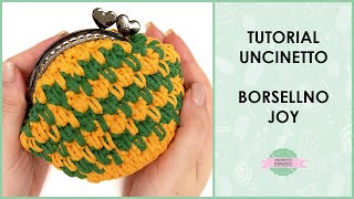 Tutorial borsellino uncinetto clic clac Joy | punto canestro | Uncinetto d'Argento