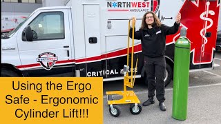 USING THE ERGO SAFE ERGONOMIC CYLINDER LIFT (ECL) TO UNLOAD AND LOAD LARGE O2 TANKS INTO BOX RIGS