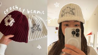 crochet beanie with any grid pattern | easy tutorial ⋆｡°✩