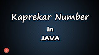 Kaprekar Number in JAVA || BluejCode