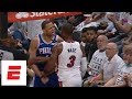 Dwyane Wade and Justin Anderson get into it during Game 3 of 76ers vs. Heat | ESPN