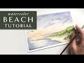 Watercolor Ocean Beach Painting Tutorial - Beginner step by step