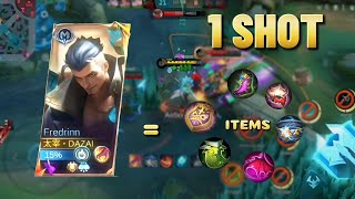 Fredrinn 1 Shot gameplay:🗿🙌.                       #mlbb #dazai #global