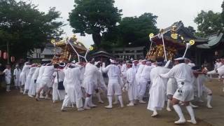 八坂神社祭礼　中里八坂神社で安房神社と、もみ、さし