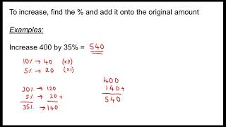 Wednesday Lesson 5 Percentage Increase & Decrease (13/1/2021)