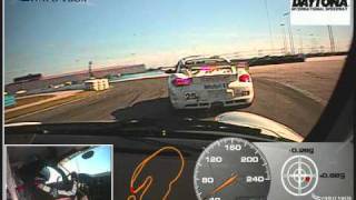 Daytona , Porsche GT3 , Nigel suffers tyre blow out on the banking at 135mph