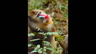 Mandrill monyet terbesar di dunia yang memiliki perilaku unik #shortvideo #primata #monyet