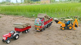 Unbelievable JCB 3DX Loading Dry Wood onto Miniature Ashok Leyland Mind-Blowing Action | Viral Toy