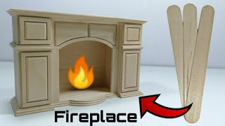 DIY Dollhouse Fireplace From Ice Cream Sticks | Miniature craft ideas