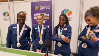 Sydney McLaughlin, Britton Wilson, Abby Steiner, Talitha Diggs win Gold for USA in the 4x400m Relay