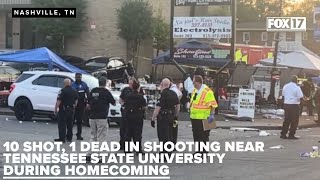 Mass shooting near Tennessee State University during homecoming, 10 victims with one dead