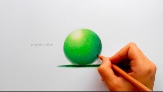 How I draw a sphere and create a smooth gradient with colored pencils