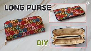 DIY ZIPPERED LONG WALLET/ Long purse with divider/ sewing tutorial [Tendersmile Handmade]