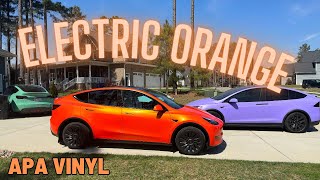 ELECTRIC Orange Vinyl Wrap TESLA - PPF Thick - APA