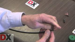 DXE-8X Coax Cable prepared using the DXE-UT-808X Coax Prep Tool