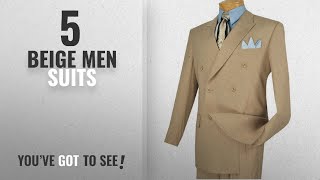 Top 10 Beige Men Suits [Winter 2018 ]: Vinci Men's Premium Solid Double Breasted 6 Button