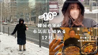 【韓国在住】❄ソウルの雪の日出社vlog/お昼に7900ウォンのザ・韓国飯🍚 / 飛行機で出会った副社長さんと再会！눈 오는 날 브이로그 / 점심 시간 / 비행기에서 만난 분하고 밥먹은 날!