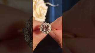 Morganite and Diamond Vintage Style Floral Halo Ring