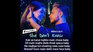She Don't Know: Millind Gaba Song | Shabby | New Hindi Song 2019 | Latest Hindi Songs | WhatsApp
