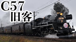 【SLひな街道】C57-180が旧客を牽引！＋回送はEF64 吹雪の国境を越える｜A special train pulled by a Japanese steam locomotive C57