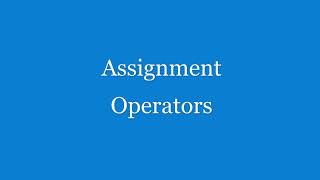 Java Basic 8 - Assignment Operators