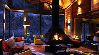 Deep Sleep Instantly with Blizzard and Fireplace Sounds in a Cozy Winter Cabin