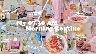 MY PRODUCTIVE 07.30 AM MORNING ROUTINE💌healthy meal,doing laundry,smoothie bowl,cleaning my room