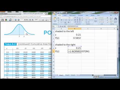 Using MS Excel Instead of a Standard Normal Distrib Table Using MS Excel Instead of a Standard Normal Distrib Table